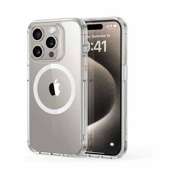 Eryueer for iPhone 15 Pro Max Case, Compatible with MagSafe, Shockproof Military-Grade Protection, Scratch-Resistant Back, Magnetic Phone Case for iPhone 15 Pro Max, Classic Hybrid Case, Clear