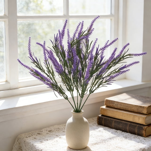 Ramo de Lavanda Artificial - Tallos de Flores Artificiales de Plástico, Morado MNFD
