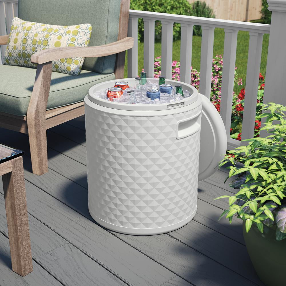 Suncast Resin Cooler Side Table with Removable Liner, 54 Qt. Capacity