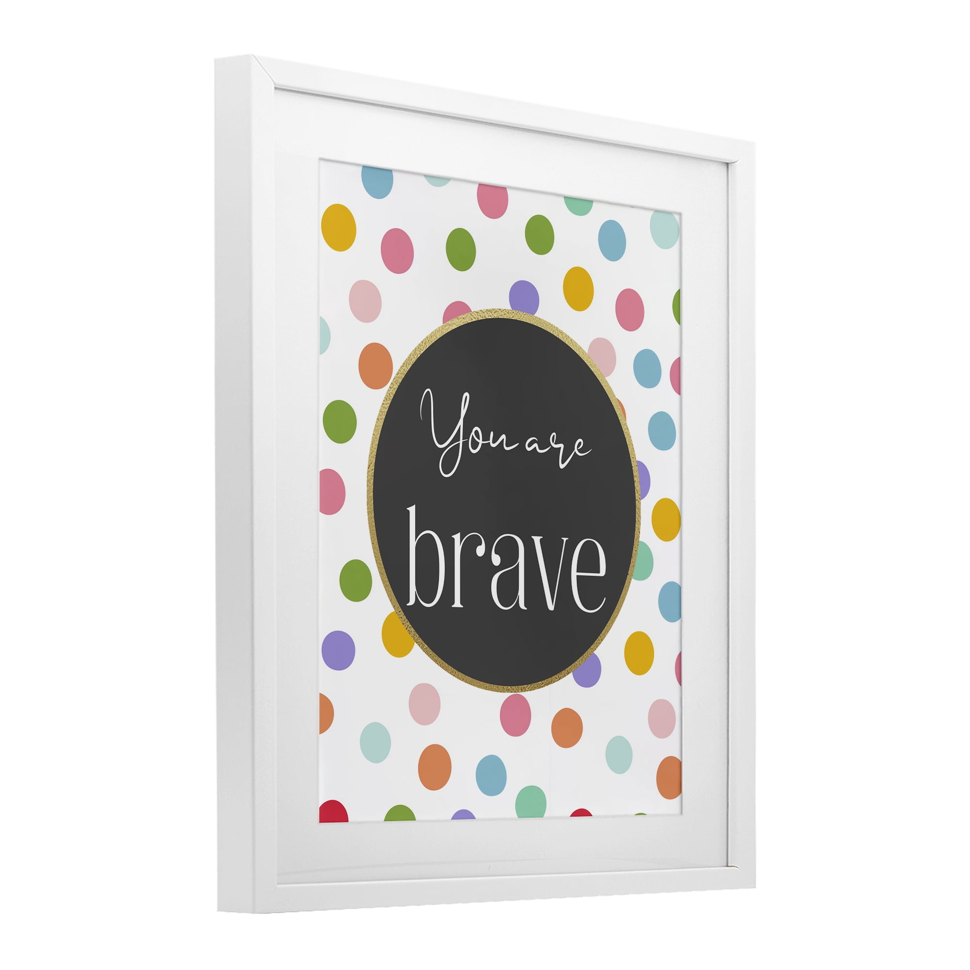 Stupell Industries You Are Brave Polka Dots White Framed Print Under Glass, design by Christine Simpson Art