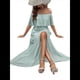 thumbnail image 3 of Vestido Informal de Lunares con Hombros Descubiertos para Mujer, con Volantes, Corsé, Borlas y Cintura Alta, con Abertura y Abertura, Color Liso Gris Verde S, 3 of 8