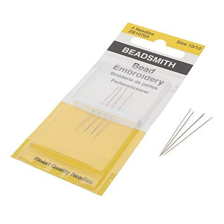 The Beadsmith Bead Embroidery Needles, Size 10 and 12 Assortment, Pack of 4, European Quality, Ideal for Right Angle Weave - The Blunt Tips Will not fray Threads as They Pass!