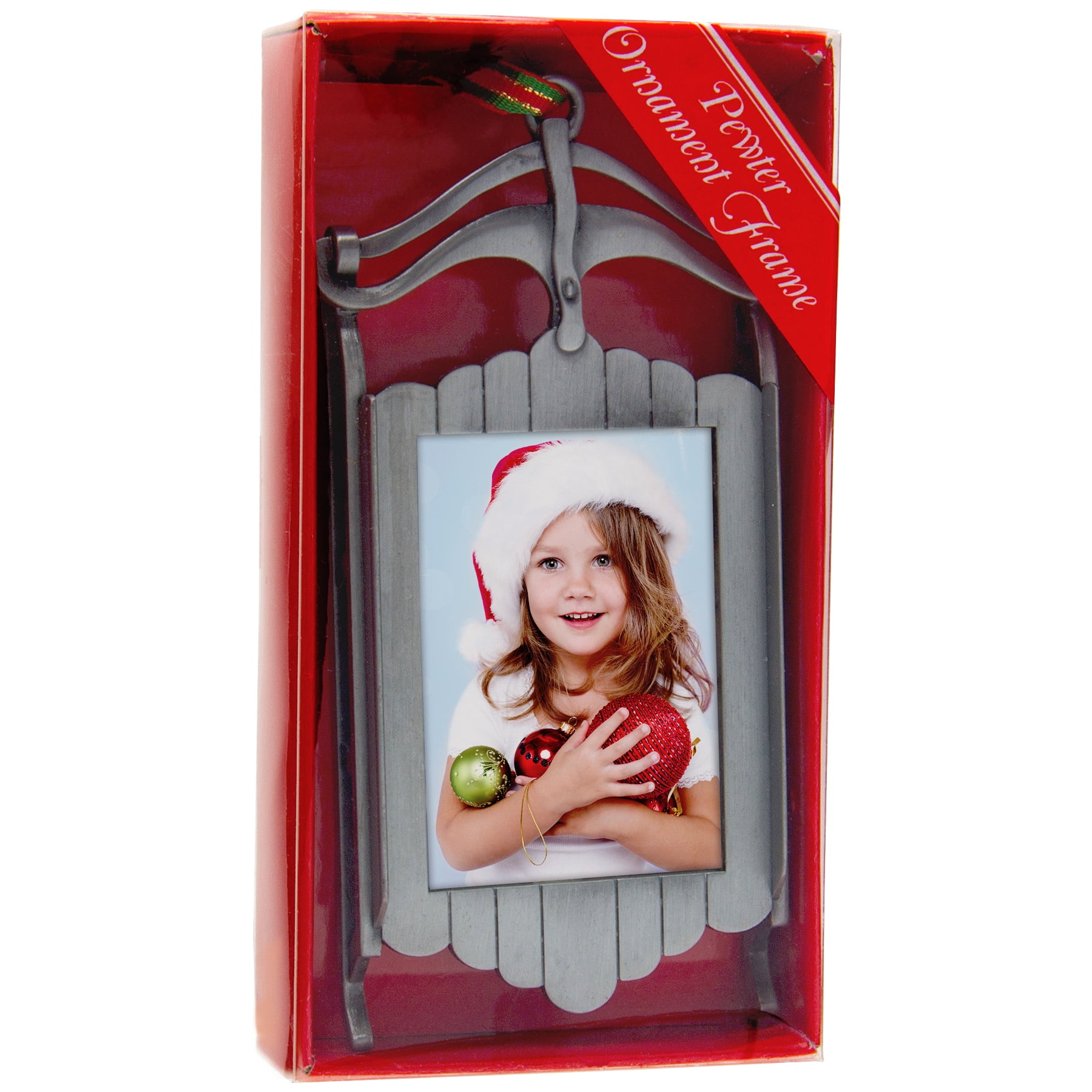 Pewter Sled 2" x 3" Photo Ornament Picture Frame - Pack of 24
