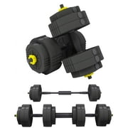 Wellynap 55 lbs Adjustable Dumbbell Weight Set with Connecting Rod - Black & Yellow