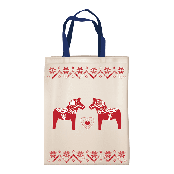 Oktoberfest Haus Cloth Tote Multicolor Bag With Dala Horse Artwork