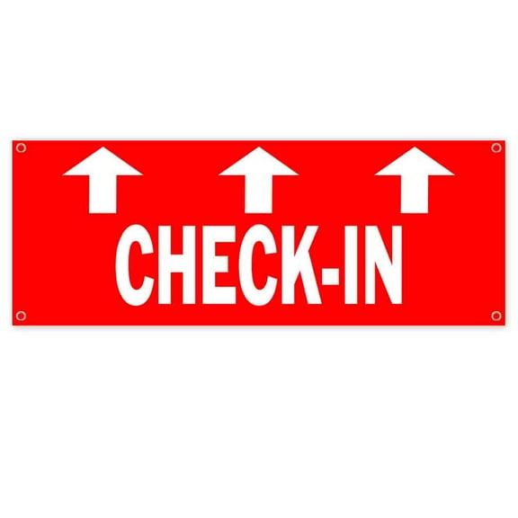 Check-In Up 13 oz Vinyl Banner With Metal Grommets