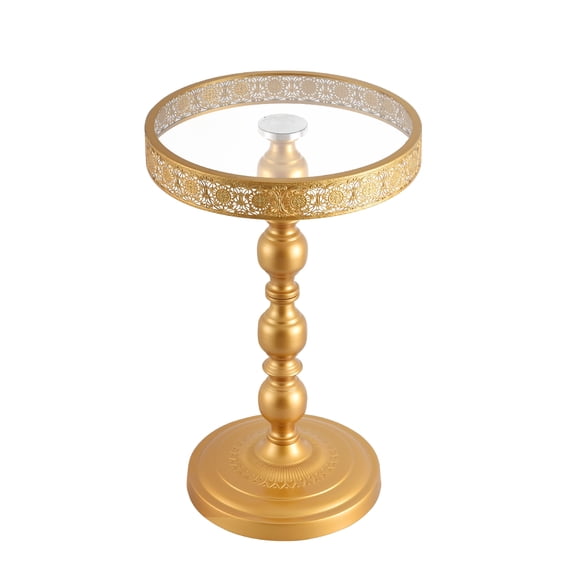 Golden glass coffee table creative side corner transparent tabletop, modern coffee for living room - small size