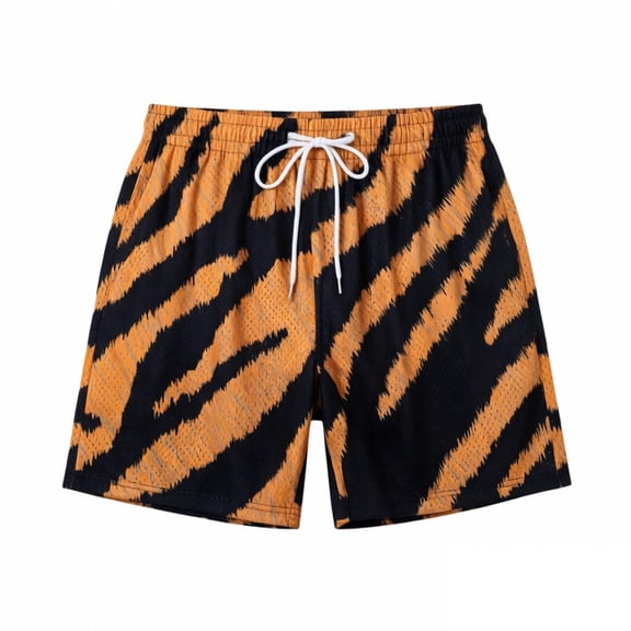 XFeng Men's 2 in 1 Swim Trunks, Print Board Shorts with Compression Liner, Quick Dry Beach Swim Shorts with Pockets