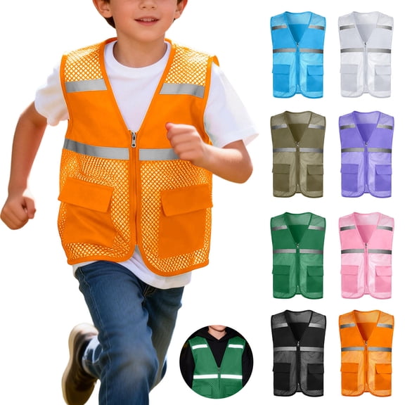 YHAJDS Kids Sleeveless Shirt for Boys Mesh Breathable Reflective Vest Summer Outdoor Hiking