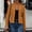 Brown, variant on Drovellove Plus Size Women's Cropped Suede Jacket with Double Breasted Military Buttons and Stand Collar | Long Sleeve Faux Suede Blazer for Casual Outings, Daily Commute, or Semi Formal Nights Out