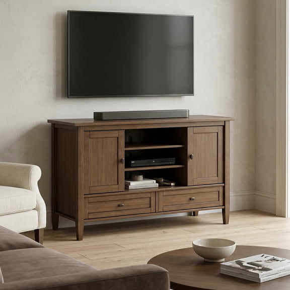 Simpli Home Simpli Home Warm Shaker 47 inch Wide Solid Wood Transitional TV Stand in Rustic Natural Aged Brown For TVs up to 50 inches
