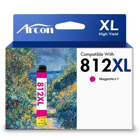 812XL Ink Cartridges 1 x Magenta Compatible for Epson 812 812 XL 812XL Printer Ink for WorkForce Pro WF-7840 WF-7310 WF-7820 EC-C7000 T812 T812XL