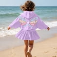 thumbnail image 6 of OGLCCG Girls' Butterfly Swim Cover Up Hooded Terry Zip-Up Bathing Towel Suit Wrap with Pockets Beach Pool Clothes Size 4-15, 6 of 8