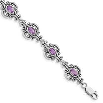 Primal Silver Sterling Silver Rhodium-plated Amethyst Bracelet
