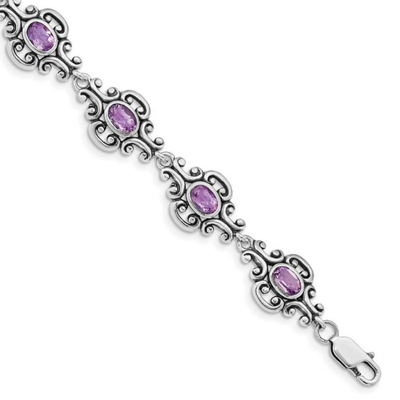 Primal Silver Sterling Silver Rhodium-plated Amethyst Bracelet