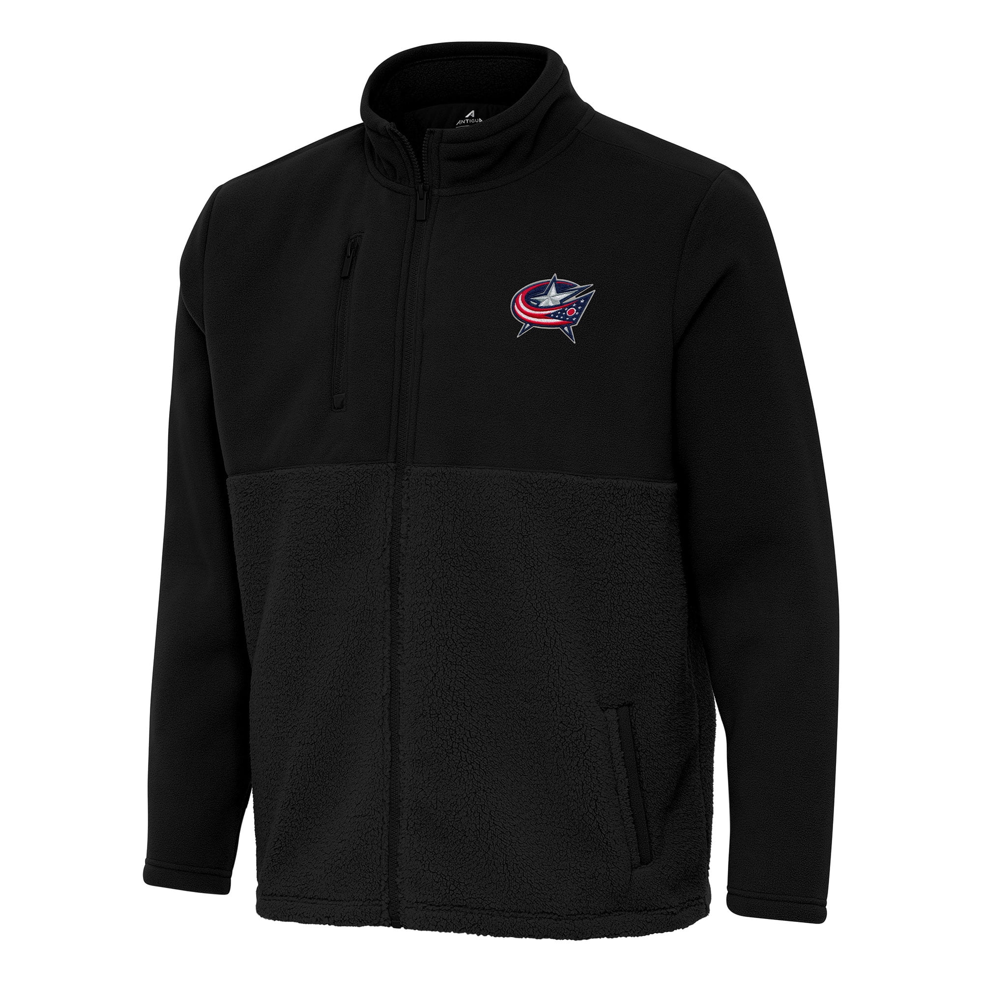 Men's Antigua Black Columbus Blue Jackets Daily Fused Full-Zip Jacket