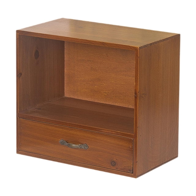 Luzkey 2 Tier Desktop Storage Cabinet Wooden Multipurpose Decorative Desk Organizer Display Rack for Toys Cosmetics Desk Living Room