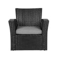 thumbnail image 3 of WestinTrends 4pc Outdoor Furniture Conversation Sofa Set with Loveseat, Cofee Table and Cushions, All Weather UV Resistant Rattan Wicker Patio Chairs, Black/Gray, 3 of 8