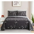 thumbnail image 2 of Hong and Arts Inc. Marina Decoration Printed 600 Thread Count Soft Deep Pocket Cotton Blend Percale Bedding Sheet Set, Grey Plum Blossom Floral Dark, 2 of 5