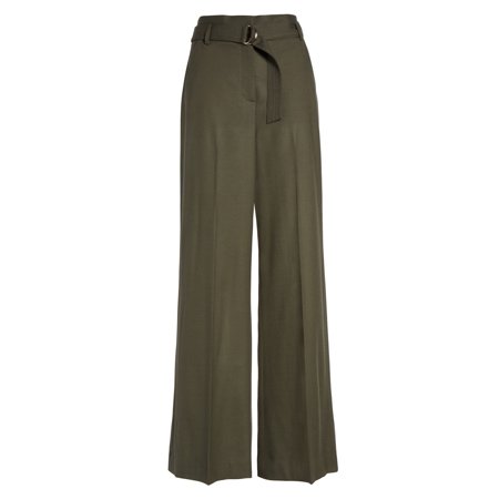 Belted Textured Wool Blend - Lewit Women's 14X34 Belted Dress Pants Wool Stretch