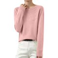 thumbnail image 6 of Knit Sweater for Women Long Sleeve Crew Neck Cute Sweaters Dressy Causal Loose Hollow Warm Soft Cozy Tunic Pullover,M, 6 of 6