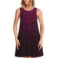 thumbnail image 1 of Easygdp Dark Purple Glitter para Vestido Transpirable de Mujer, Vestido Suelto de Manga Corta con Pliegues y Bolsillos para el Verano, 1 of 7