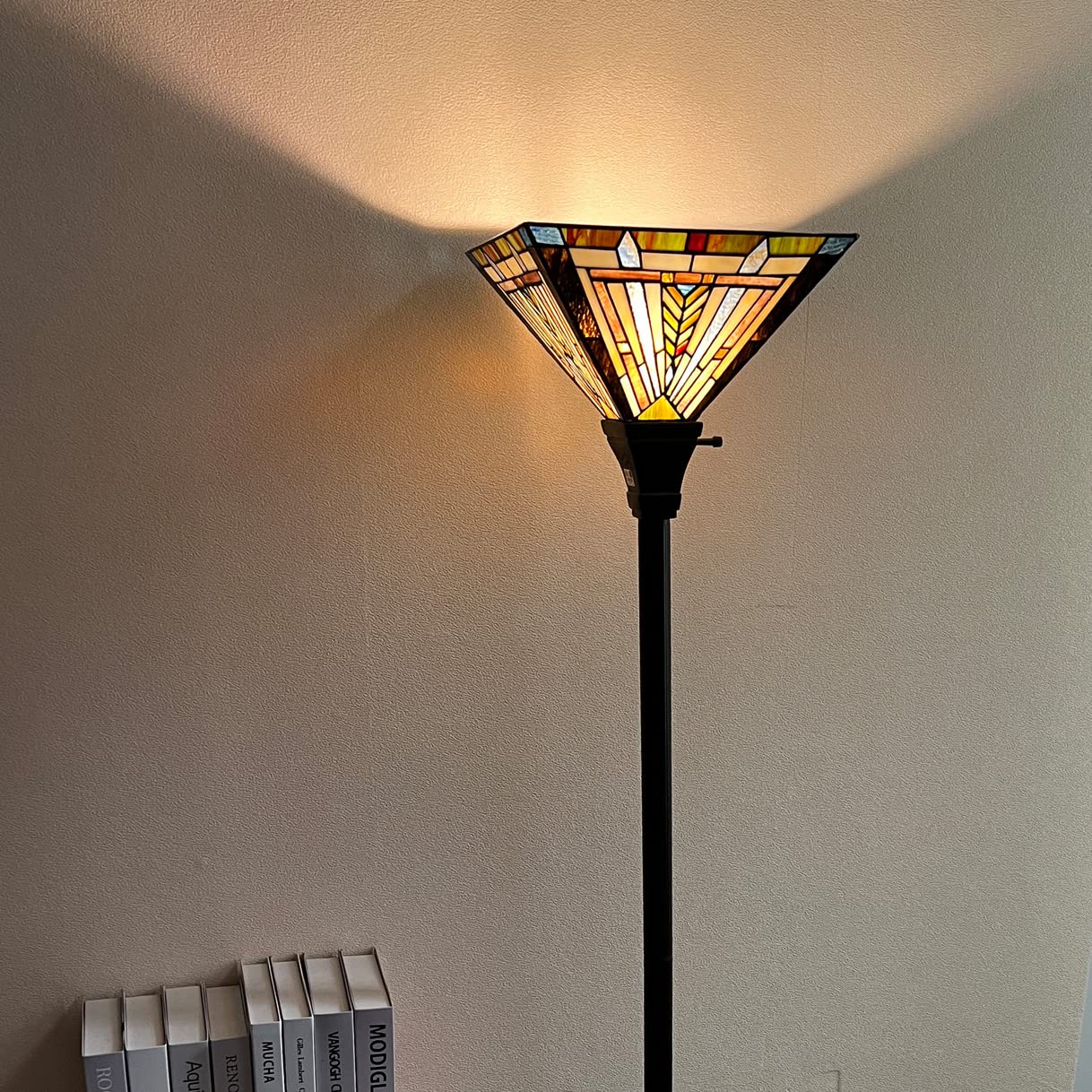 Tiffany Torchiere Floor Lamp,Stained Glass Lamp Shade