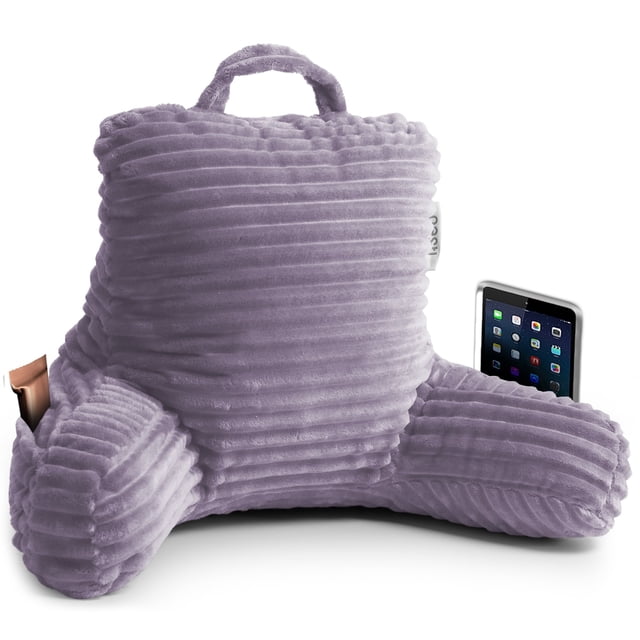 Nestl Almohada de Lectura para Niños y Adolescentes, Pequeña con Respaldo Brazos, Descanso Memory Foam Triturada, Color Morado Empolvado.