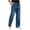 Blue, variant on Mens Denim Wide Leg Casual Pants, Elastic Waist with Loose Fit and Classic Washed Denim Texture Black XL