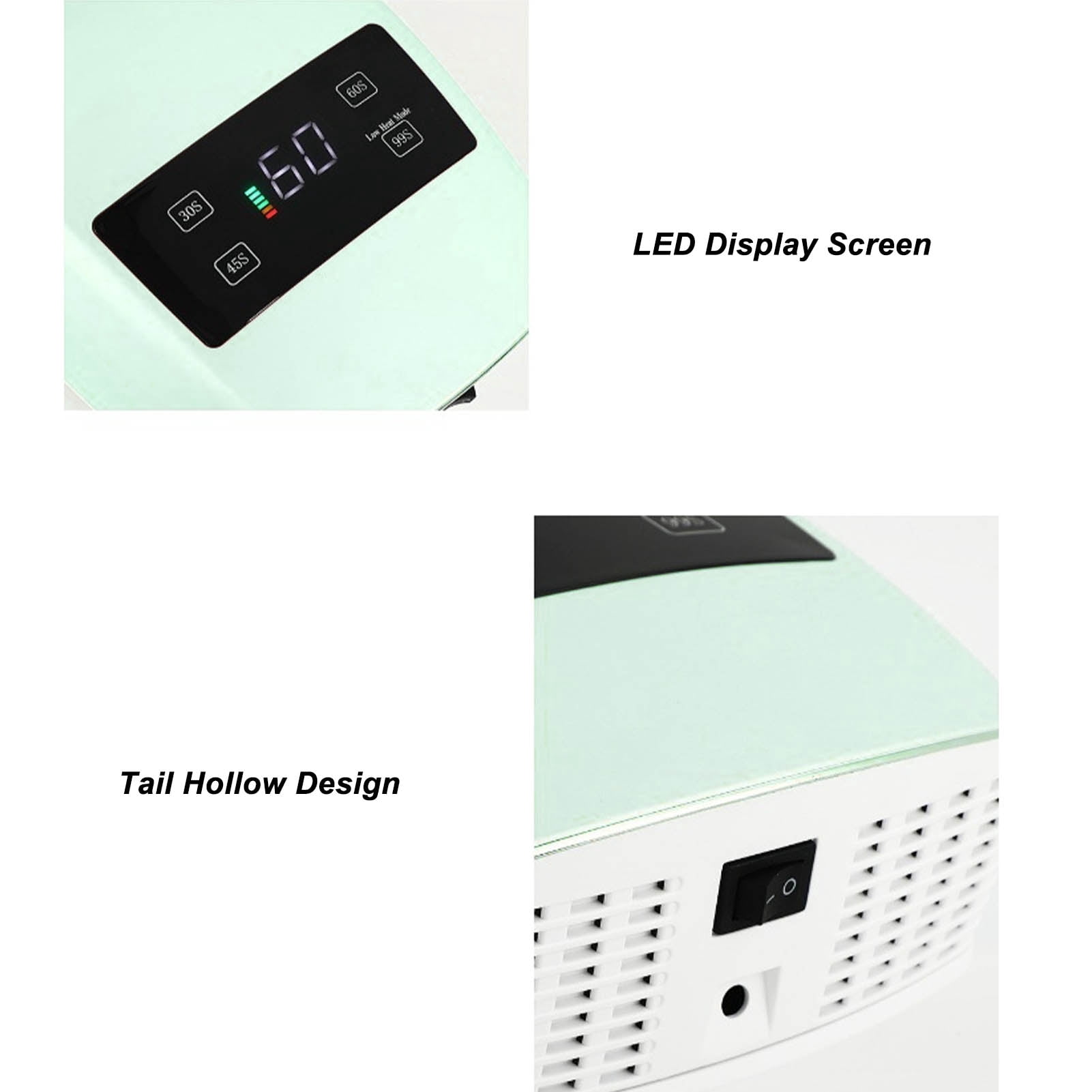 BIMZUC 96W Nail Gel Dryer 32pcs Light Chips 4 Time Setting LED Screen Nail Polish Curing Lamp Cordless Rechargeable 10.24 inches / 26 cm EU Plug For At-Home Salon