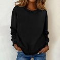thumbnail image 4 of YYDGH Womens Denim Pullover Tops Long Sleeve Crew Neck Jean Sweatshirt Solid Color Casual Loose Fit Lightweight Sweatshirt Black L, 4 of 9