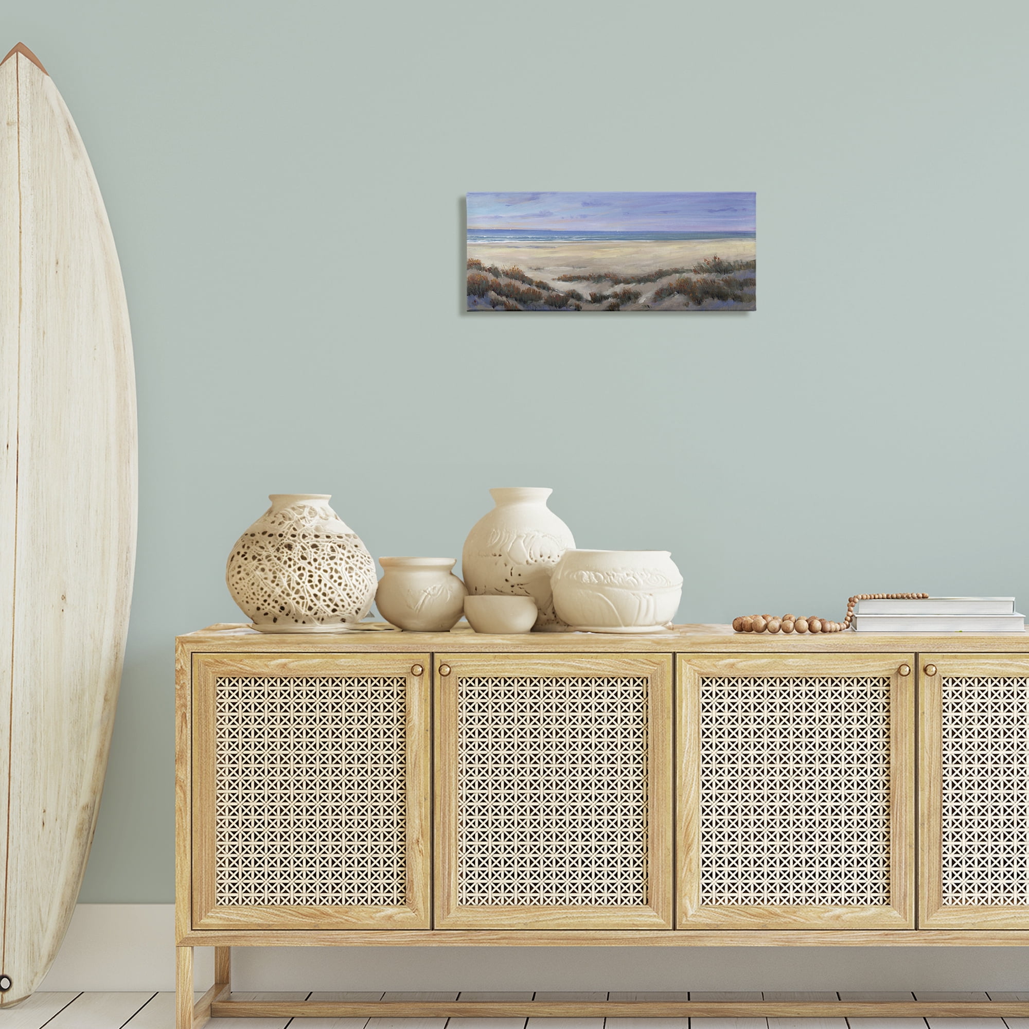 Stupell Industries Traditional Grassy Beach Nautical & Beach Painting Wrapped Canvas Art Print Wall Art, 24 x 10