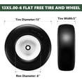 thumbnail image 3 of 9x3.50-4 Flat-Free Smooth Tires w/Steel Rim for Zero Turn Lawn Mower Garden Tractor- Installed 3.35" Spoke and 3/4" Hub Bore, 2 Pcs, 3 of 4
