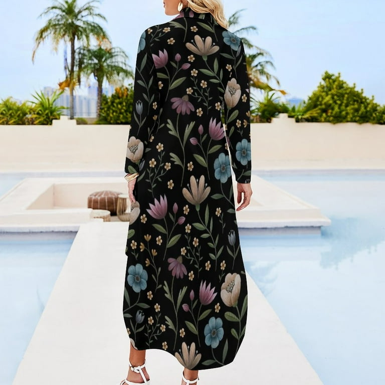 Secret garden Long Sleeved Shirt Dress Women's summer dresses luxury dresses  - Walmart.com