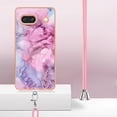 thumbnail image 3 of Case for Google Pixel 7a, Adjustable Detachable Crossbody Strap Neck Strap Silicone Bumper Marble Painted TPU Ultra Thin Shockproof Protective Phone Case Cover for Google Pixel 7a, Pink, 3 of 7