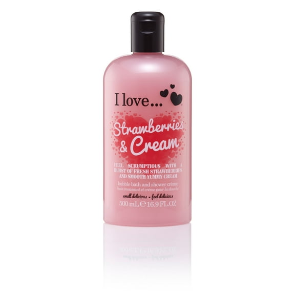 I Love Cosmetics Bath and Shower Cream, Strawberries and Cream, 16.9 oz