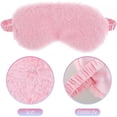 thumbnail image 4 of 2 uds antifaz de felpa para dormir suave con los ojos vendados, cómoda máscara para dormir de piel sintética, cubierta de satén para noche (blanco, rosa), 4 of 5