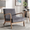 thumbnail image 5 of Xukmct Upholstered Velvet Accent Chair with Wood Frame, Mid Century Modern Fabric Armchair for Living Room, Bedroom, Office, Gray, 5 of 7