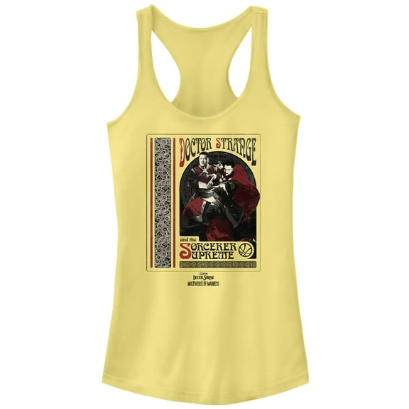 Junior's Marvel Doctor Strange in the Multiverse of Madness Strange and Wong Poster  Racerback Tank Top Banana Large