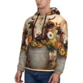 thumbnail image 3 of Picia Bucket Flower Cow Pattern Casual Men's Hoodie - Lightweight Hooded Sweatshirt with Kangaroo Pocket, Comfortable Pullover for Everyday, Travel-Small, 3 of 7