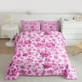 thumbnail image 2 of jejeloiu Cartoon Cute Flower Bedding Comforter Set,Kawaii Floral Twin Comforter Sets,Hotpink Peach Blossom Bedding Set For Kids,Luxury Bedroom Decor Reversible,2-Piece, 2 of 8