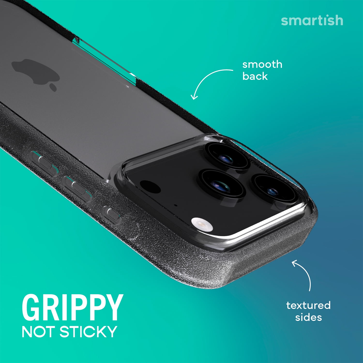 Smartish® iPhone 17 Pro Clear Case - Gripmunk [Lightweight + Protective] Anti-Yellowing Slim Case - Drop Tested Ultra Thin Grip Cover for Apple iPhone 17 Pro - Clearly Clear