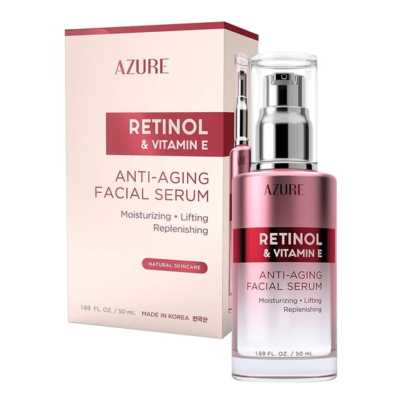 AZURE Suero facial antienvejecimiento con retinol y vitamina E - Sueros faciales reafirmantes e hidratantes - Reduce las arrugas, líneas finas y arrugas tonifica y repara la piel - Hecho en Corea - 50