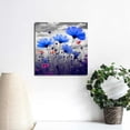 thumbnail image 3 of JEUXUS Canvas wall art for kitchen Simple Life Black and white landscape cyan blue flowers wall Decor for bedroom Artwork 16x16in Framed Canvas Prints Ready to Hang or living room Home Decoration, 3 of 4