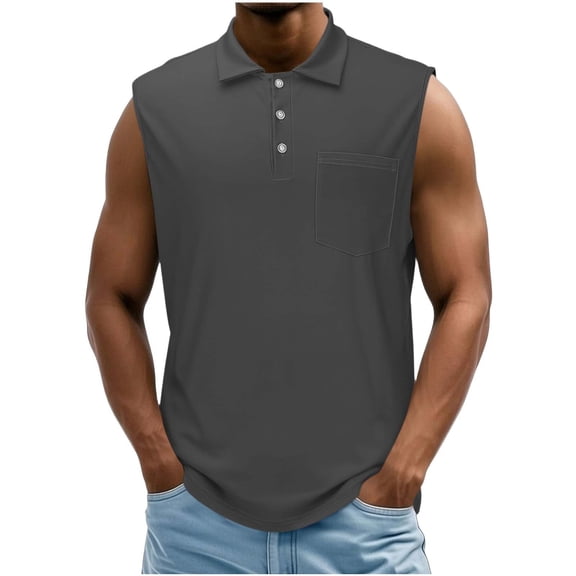 Lmueinov Mens Sleeveless Henley Shirt Tank Top 95% Polyester 5% Spandex Casual Summer Golf Muscle Shirt Stretch Lightweight Button Placket Regular Fit S-4XL