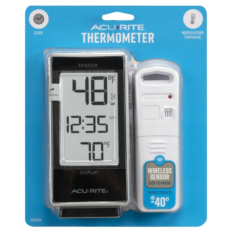 AcuRite Indoor and Outdoor Thermometer with Temperature and Clock (02059)