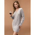 thumbnail image 4 of Vestido Tipo Suéter con Cuello en V para Mujer, Estilo Suéter Tipo Túnica Holgado Informal de Larga con Punto y Larga para Otoño. Plata XL, 4 of 8