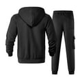 thumbnail image 5 of VBTAPA Mens Tracksuit 2 Piece Set Quarter Zip Pullover Hoodie and Cargo Sweatpants Sets Long Sleeve Casual Sweatsuits Set with Pockets Sales of Today Black XXXL, 5 of 7