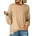 thumbnail image 5 of yoeyez Women'S Sweatshirts Oversized Color Block Longs Sleeve Pullover Tops Casual Loose Crewneck Fall Outfits Khaki,L, 5 of 7