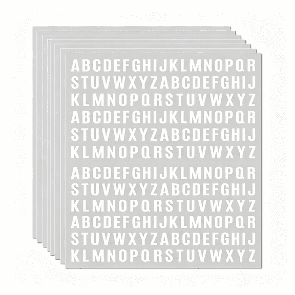 CCOCC 8 Sheets .5" White Alphabet Stickers,Permanent Vinyl Decals